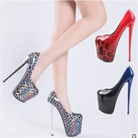 2022 new high quality leopard print womens shoes 19cm heel height waterproof 9cm round toe single shoes womens high heels 50