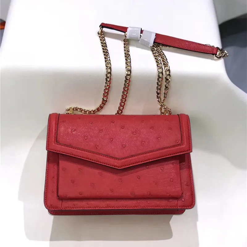 Натуральная кожа страуса женская маленькая сумка мессенджер экзотическая