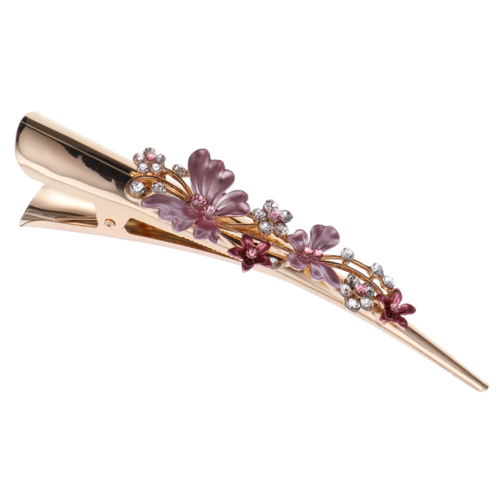 

Hair Clip Retro Flower Design Barrettes Metal Large Duckbill Clip