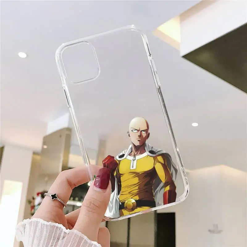 

One Punch Man fuuny anime Phone Case Transparent for iPhone 6 7 8 11 12 s mini pro X XS XR MAX Plus SE cover funda shell