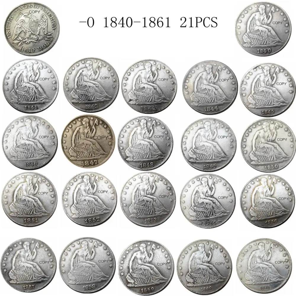 США 1839 1879 искусство 51 шт. свобода сидя половина доллара Посеребренная копия Декор