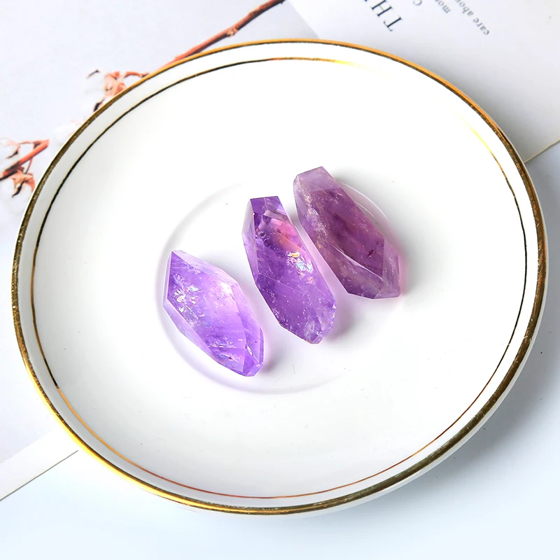 1 natural faceted white crystal amethyst and obsidian polished stone jewelry gemstone home decoration | Дом и сад