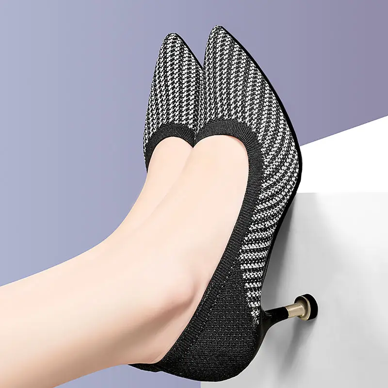 Rimocy/Модные женские разноцветные вязаные туфли-лодочки Весна-лето 2020 Острый носок