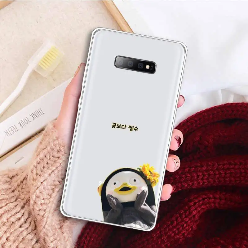 

Penguin Pengsoo cute cartoon Phone Case Transparent For Samsung Galaxy A 71 21s S note 8 9 10 plus 20 ultra