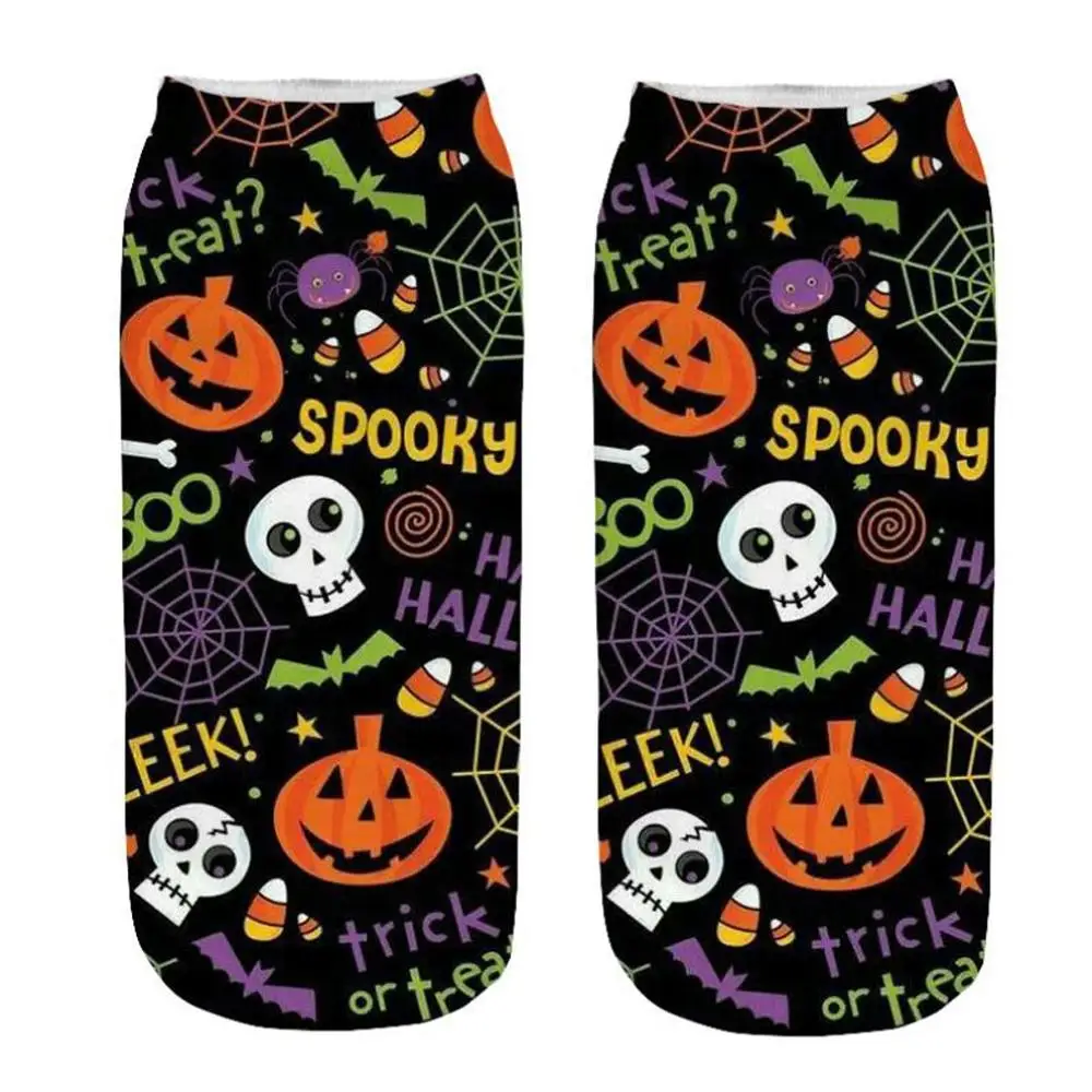 Носки Хэллоуин 2019 женские 3D печатные тыквы животных зимние осенние носки хлопок