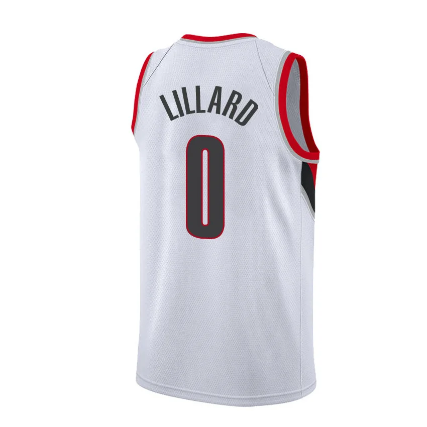 

Mens American Basketball Jerseys Clothes Portland Trail BlazersDamian Lillard #0 European Size Ball Pants T Shirts Cool Clothing