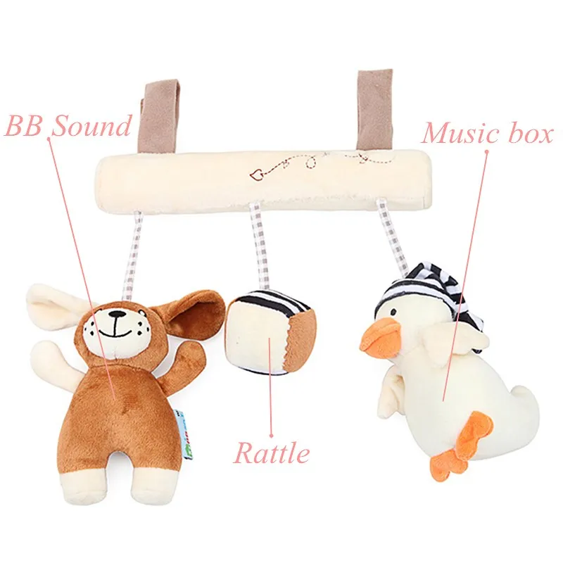 Dog duck hanging Игрушки для новорожденных 0-12 месяцев, музыкальные мягкие игрушки для коляски, мягкие игрушки для животных, детская кроватка, подвесная развивающая игрушка-погремушка для младенцев - Цвет: Dog duck hanging