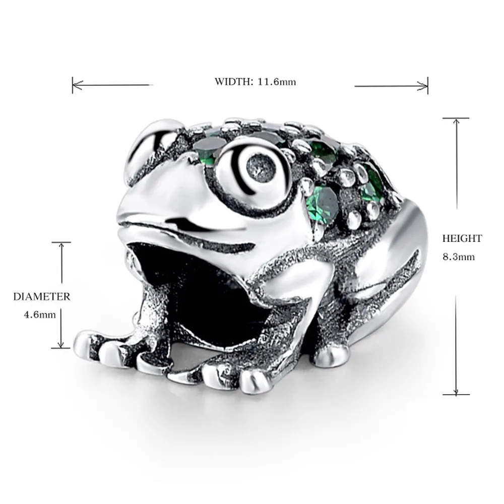 Green Crystal Frog Silver Pendant Beads Fit Authentic Pandora Bracelet 925 Original Dangle Charms Fashion Jewelry Gifts | Украшения и