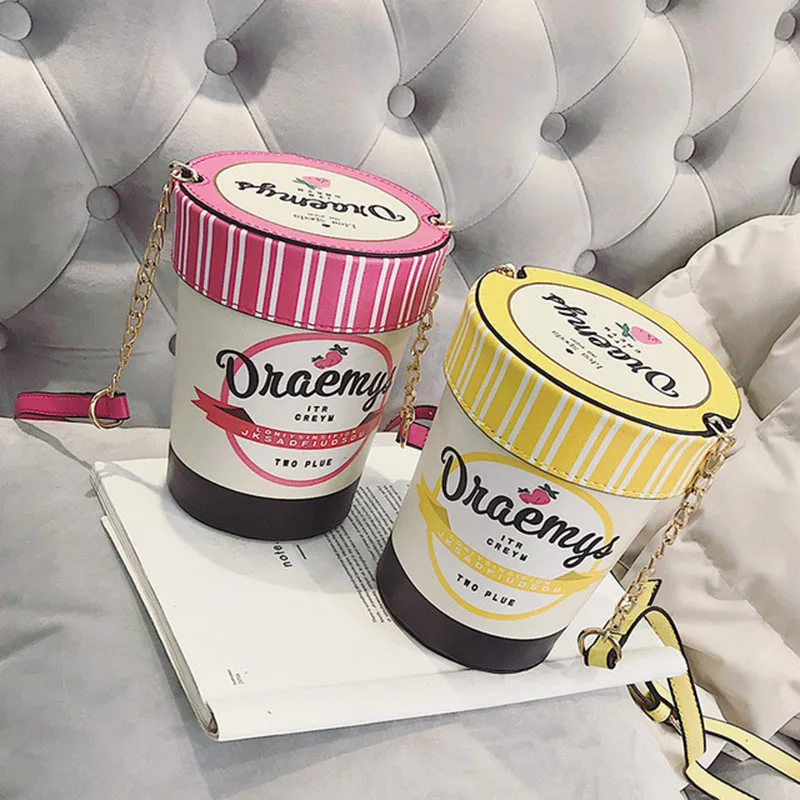 Женские сумки через плечо мессенджеры на цепочке симпатичное ведро с клубничкой