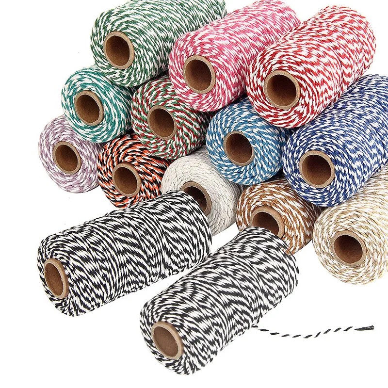 

100 Meters/roll 2mm Cotton Bakers Twine String Cord Rope Christmas Wedding Decoration Gift Packaging Rustic Country Craft