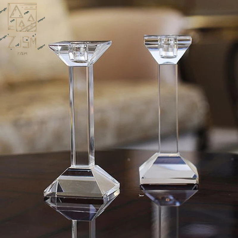 

Modern Crystal candle holders wedding decorations centro de mesa candlestick candles home decoration glass candle holder