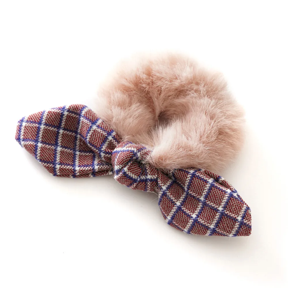 Корейская версия новых завязанные кроличьи уши решетки точка ткань плюшевая