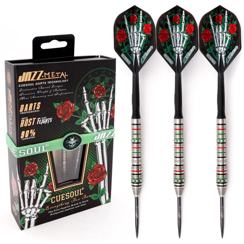 CUESOUL JAZZ-METAL 21/23/25g Steel Tip 90% Tungsten Dart Set with Integrated ROST Dart Flights and Wristband
