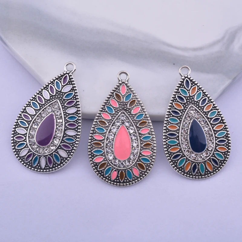 

12pcs/lot 22*36mm Bohemian Style Alloy Jewelry Findings Enamelled Water drop Charms