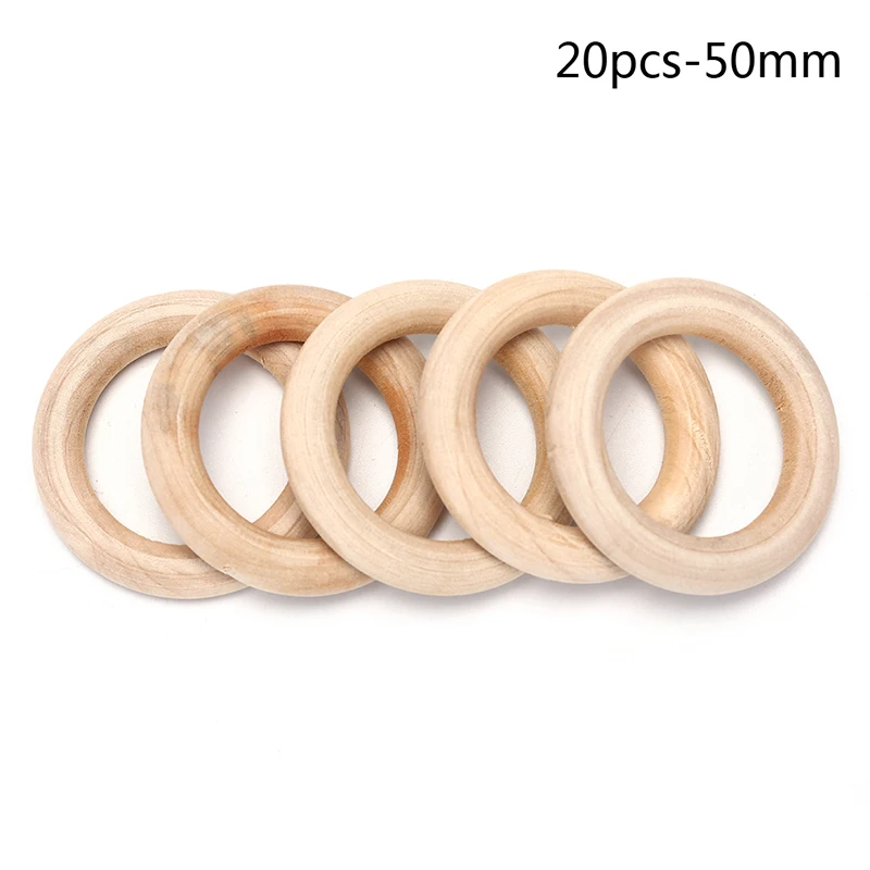 20pcs 50mm 5/10/20/50 шт натуральный зубцы из древесины бусины деревянные кольца Для детей DIY Деревянный аксессуар для изготовления ювелирных изделий 10 Размеры - Цвет: 20pcs 50mm