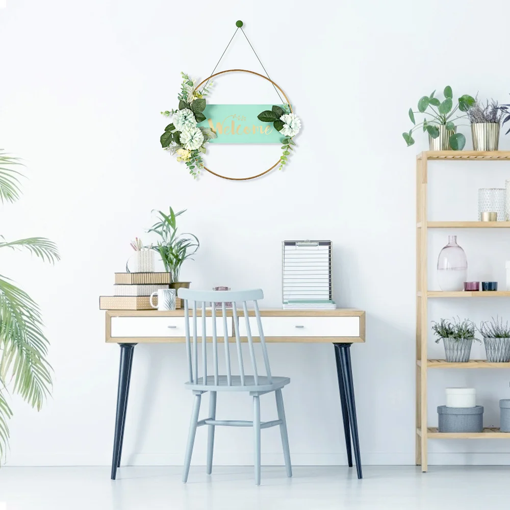 

Cabilock Front Door Welcome Sign Hanging Welcome Sign Decor for Home Porch Shop (Green)