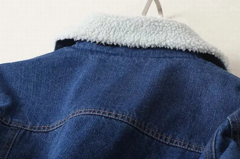 Зимняя новая теплая джинсовая куртка в британском стиле из овечьей шерсти с