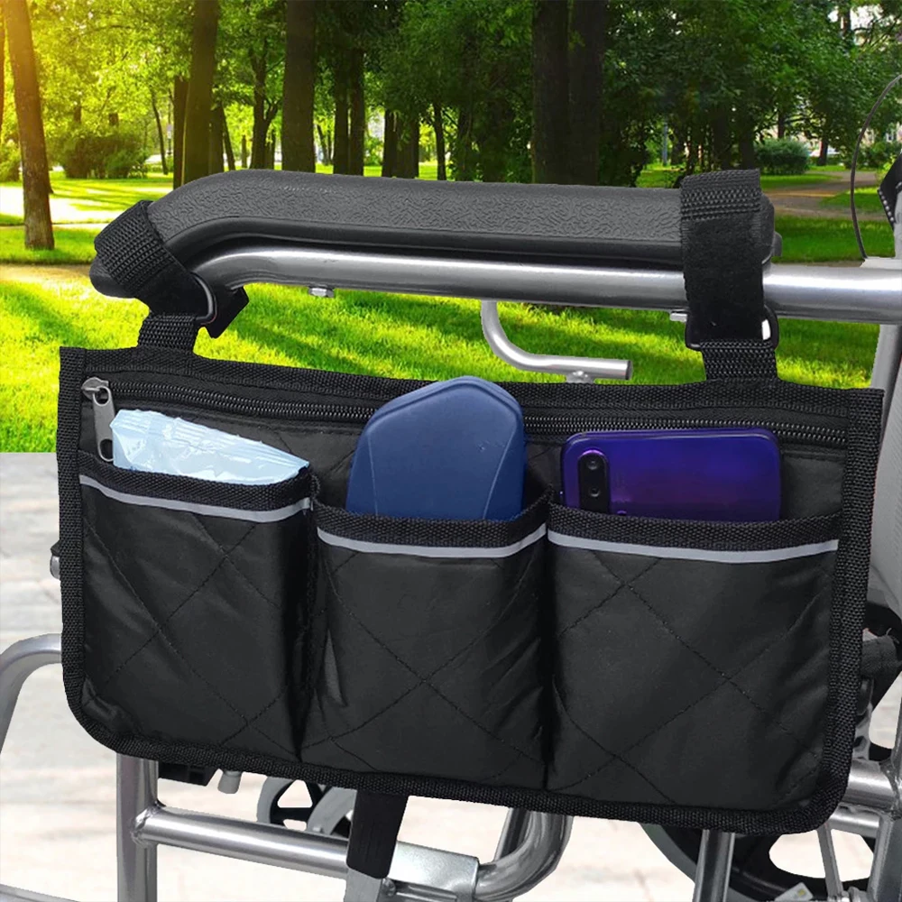 

Universal Walker Bag Rollator Organizer Pouch Wheelchair Scooter Side Bag for Sundries Wallet Snacks Storage Home Storage