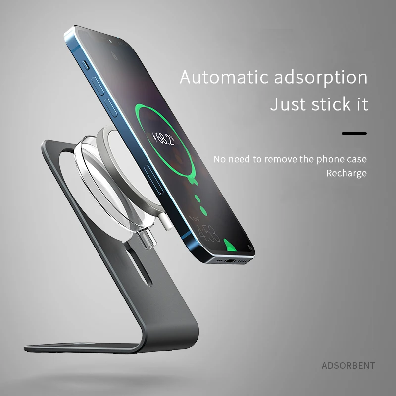Wireless Charger Stand Desktop Phone Holder For IPhone 12 mini Magenatic Charger Bracket Wireless Charging Automatic Adsorption