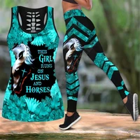 plstar cosmos workout pants jesus horses 3d printed hollow out tank legging suit top sexy yoga fitness soft legging women girl