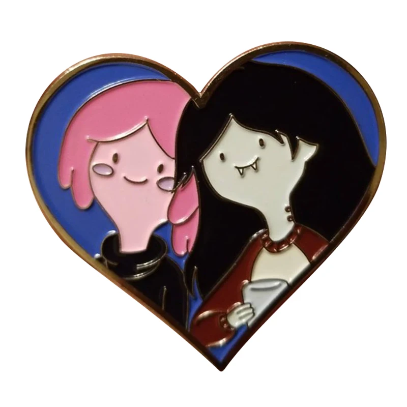 

Couple Princess Bubblegum and Marceline enamel pin Steven Universe Adventure Time Marcy and Bonnie love heart pin
