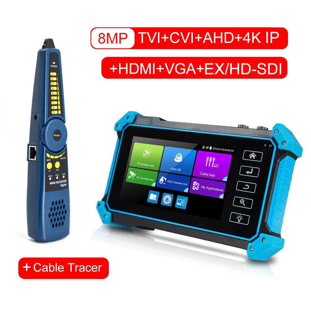 Тестер 4 х 5 дюймовых IP камер 8MP TVI/ CVI/AHD/SDI/4KH.265 IP/Аналоговый тестер CCTV монитор