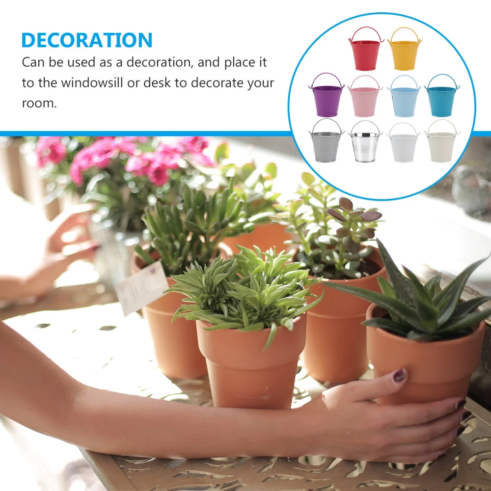 

10pcs Iron Flower Pot Retro Rustic Style Flowerpot Practical Flowerpot for Decor