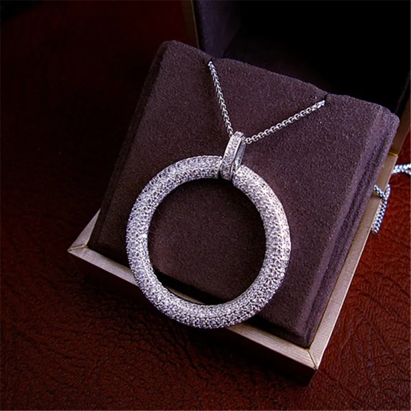 Модное роскошное ожерелье с кулоном в виде большого круглого кольца