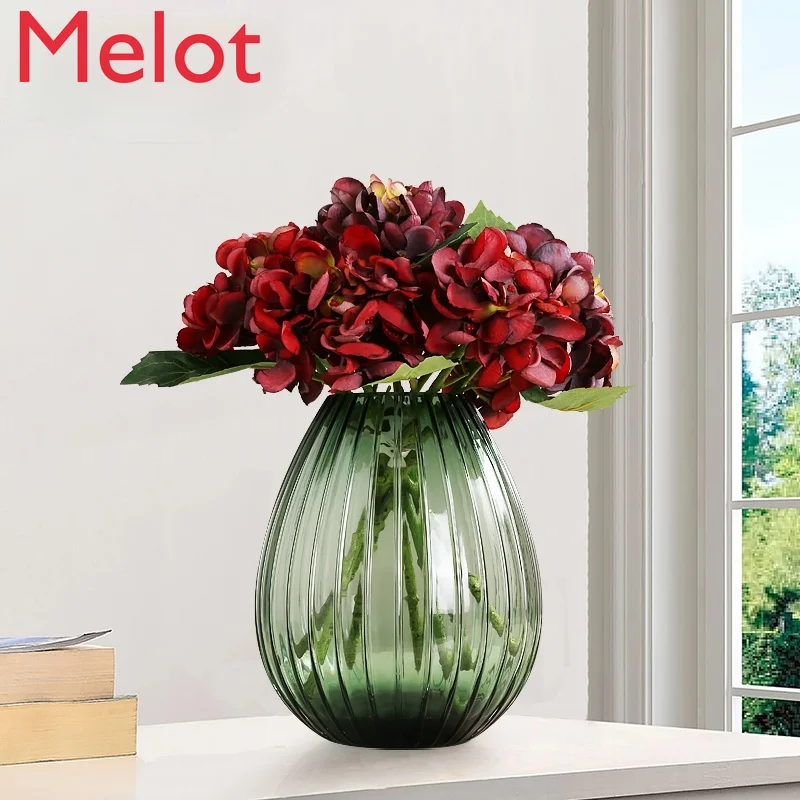 

Green Handmade Glass Vase Flower Arrangement Decoration Fashion Hydroponic Plant Lucky Bamboo Flower Bottle
