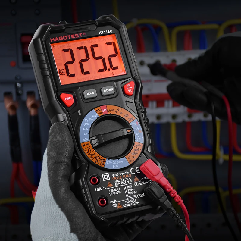 Habotest HT118C Профессиональный NCV Цифровой мультиметр 6000 отсчетов AC DC мультитестер