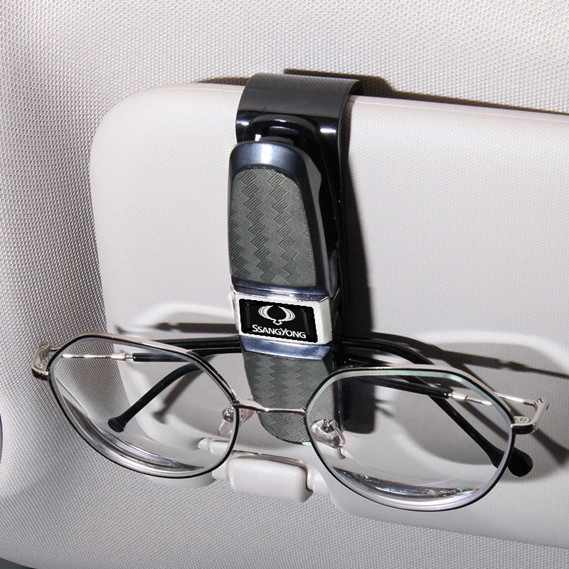 

1pcs Car Portable Sun Visor Glasses Holder Ticket Card Holder for SsangYong Kyron Rexton G4 2 Tivolan Actyon Korando Musso