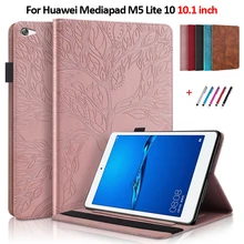Tablet Cover For Huawei Mediapad M5 Lite 10 Case Emboss Tree Flip Wallet Cover For Funda Huawei Mediapad M5 Lite Case 10 1 inch
