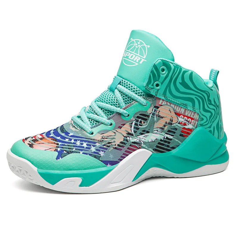 Fashion Cartoon Printed High top Basketball Shoes Women Trainers Graffiti Sports Unisex Platform High Basketball Sneakers Women