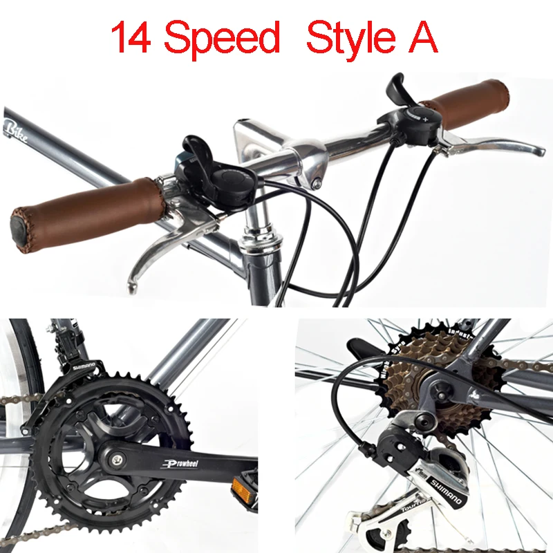 Шоссейный велосипед 7 скоростей/14 скоростей рама 52 см двойной V-образный тормоз