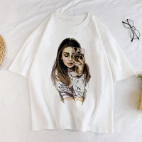 camiseta sexy estampada de ver%c3%a3o menina sentada em um sedan camiseta feminina harajuku desenhos animados tops estilo