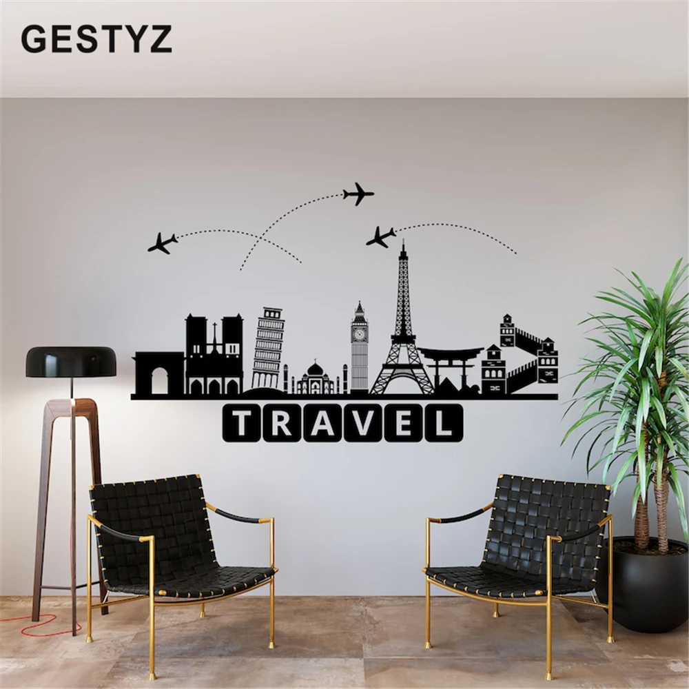 Дорожная настенная наклейка Настенная Наклейка для путешествий по центру