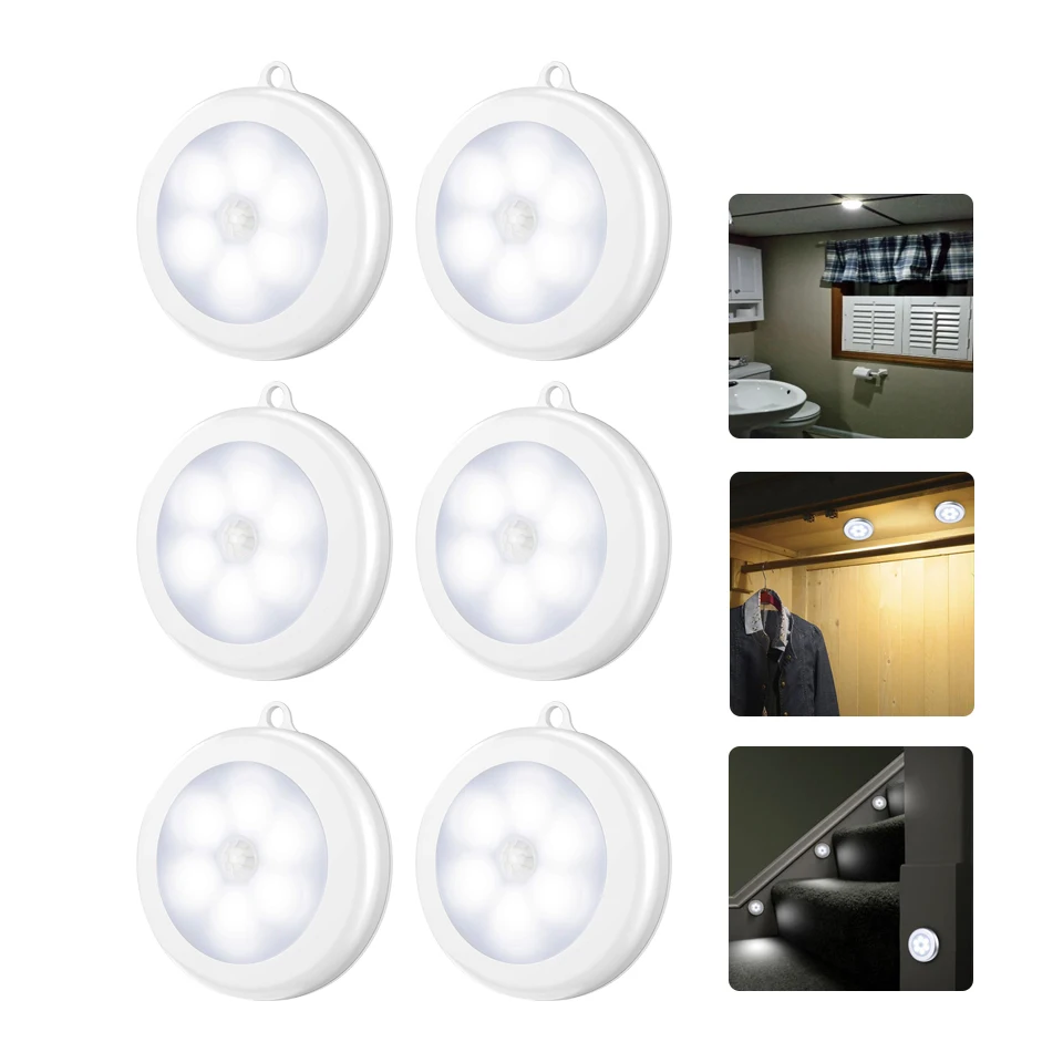 

6/3 LEDs PIR Motion Sensor Light Cupboard Wardrobe Bedroom Night Lamp LED Under Cabinet Night Light For Closet Stairs Kitchen