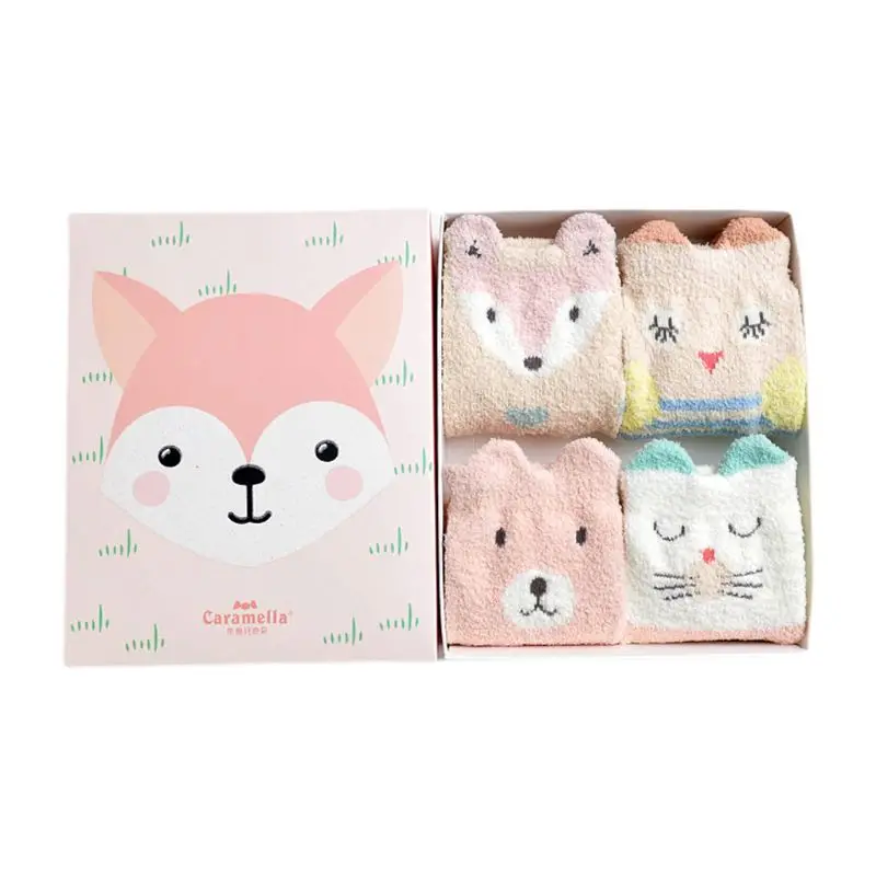 4 пар/кор. мягкие теплые носки тапочки из цельной пряжи Женские Короткие Носки с