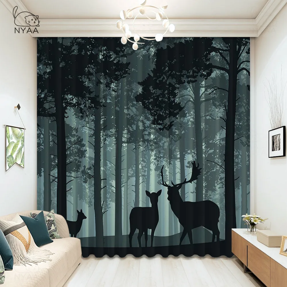 

New Nordic Style Deer Bathroom Curtains Home Curtains Kids Bedroom Children Home Decoration Modern Kitchen Curtain Micro Shading