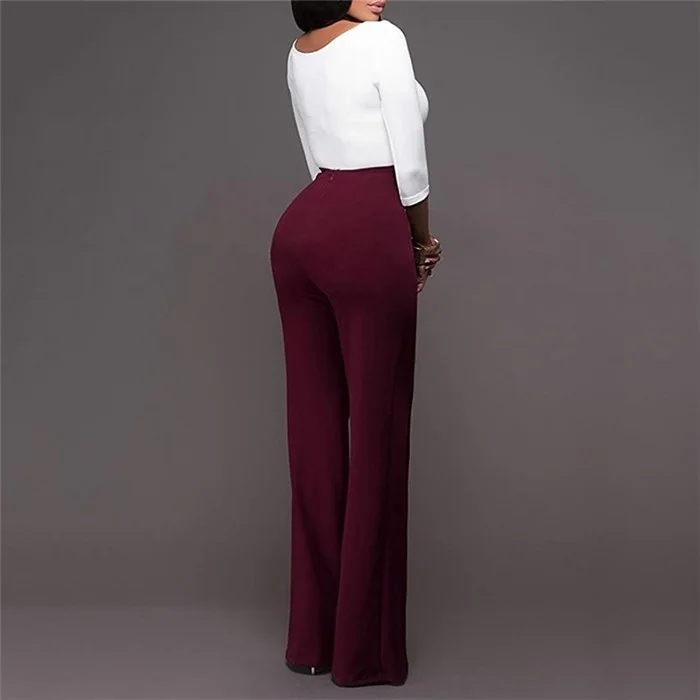 

ZOGAA Women Popular Wide Leg Pants Lady Stretch Trousers 4 Colors Flared Loose High Waist Slacks Female Solid Straight Pants