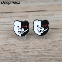 bg311 dongmanli 1 pair anime bear earrings studs cute ear stud earrings for women stainless steel fashion earring jewelry