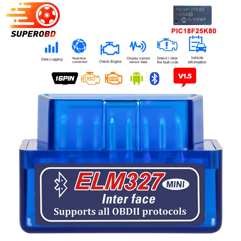 OBD2 сканер ELM327 Bluetooth/Wifi V1.5 с PIC18F25K80 диагностический obd2 bluetooth obd ii ELM 327 для Android/PC диагностический инструмент