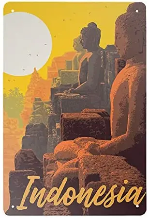 

Индонезийский Ретро металлический знак, винтажный жестяной знак для таблички, плакат, фотоподарок 12X8 дюймов