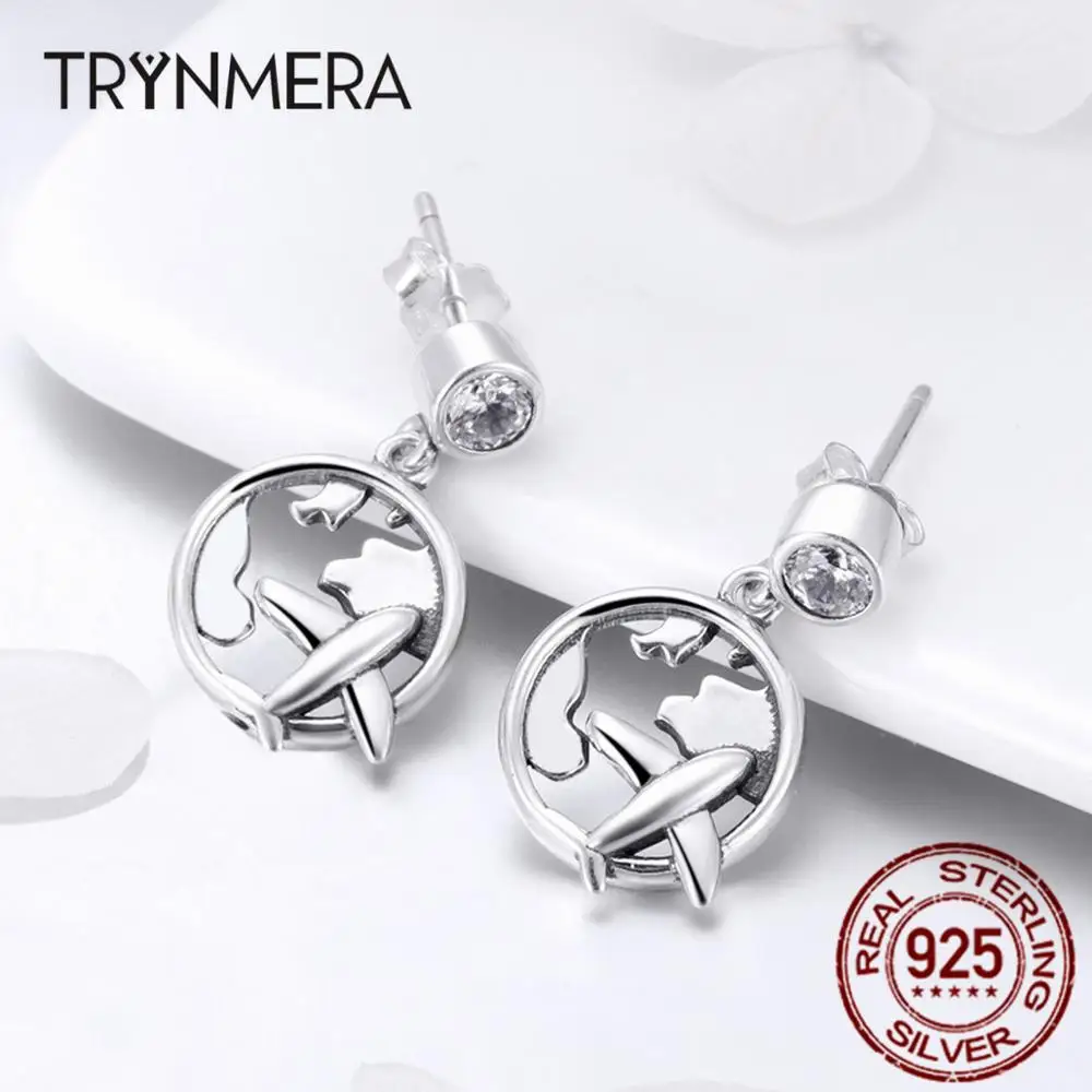 Trynmera женские серьги пусеты из серебра 925 пробы путешествие самолет