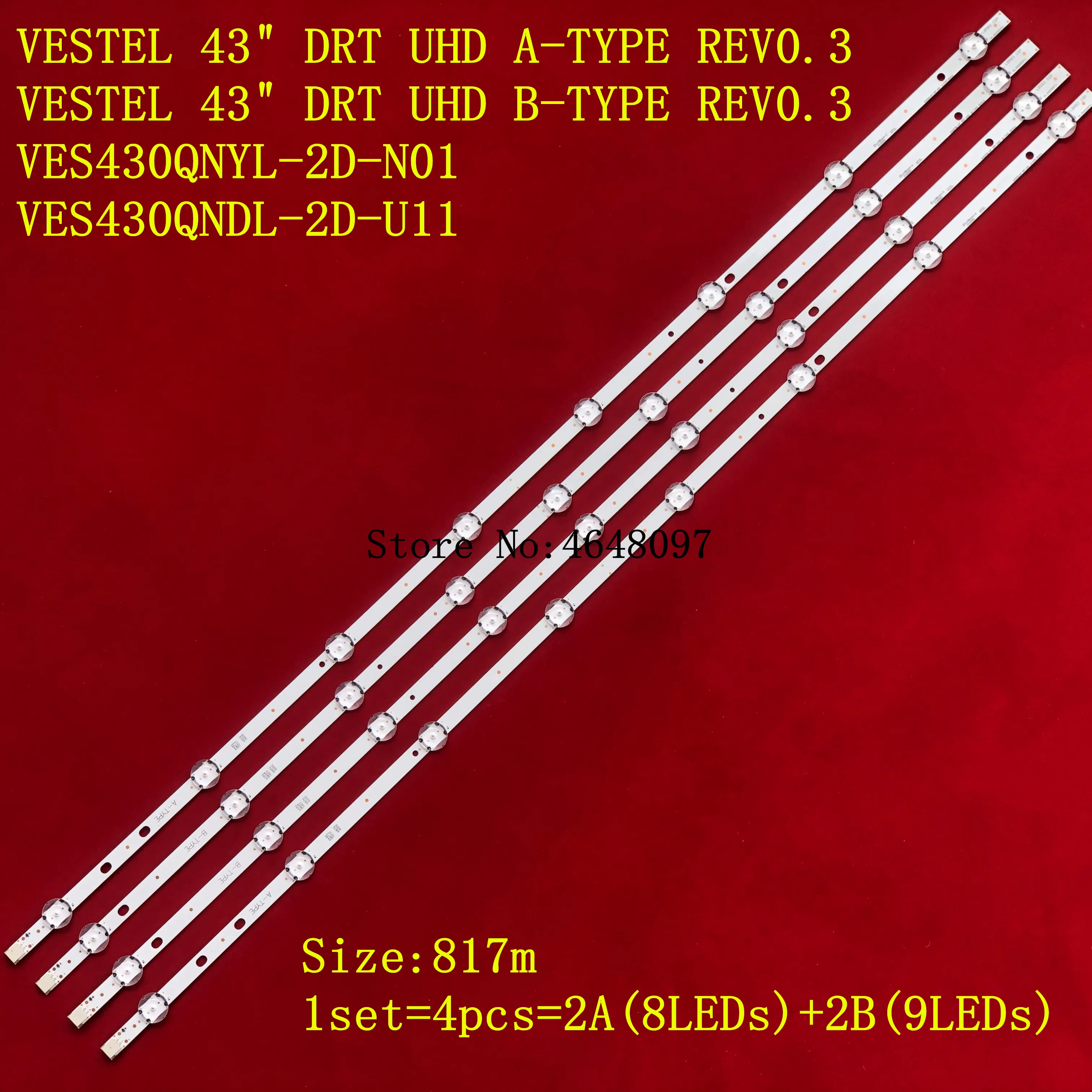 Светодиодный Подсветка полоса лампа для VESTEL 43 &quotDRT UHD A/B TYPE REV0.3 светодиодный