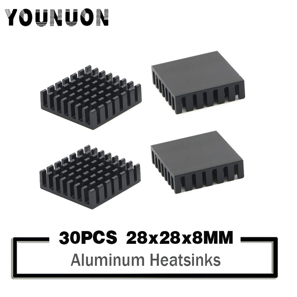 30 шт. YOUNUON Радиатора 28x28x8 мм радиатор Алюминий 28*28*8 теплоотвод 28 * 8 металла