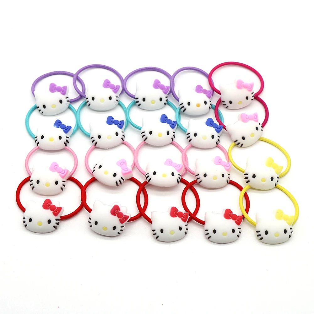 Милые детские аксессуары для волос hello kitty для девочек, детские заколки для волос с медвежонком и кроликом, эластичные резинки для волос с коробкой для хранения