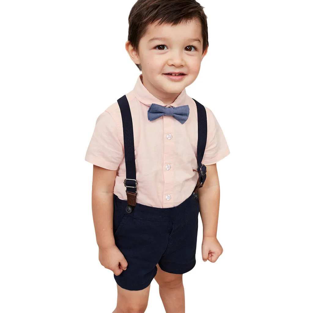 2019 Новое поступление джентльменская футболка с галстуком-бабочкой для маленьких