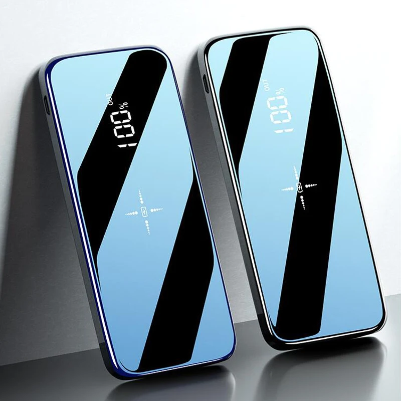 hot 50000mah power bank wireless mirror digital display fast charging portable outdoor travel emergency phone charger for xiaomi free global shipping