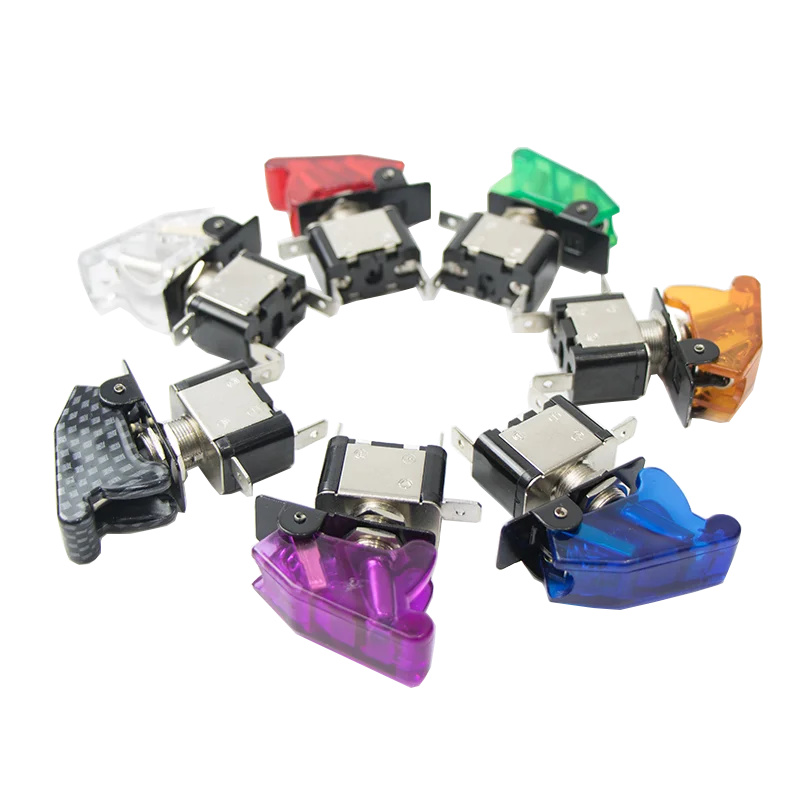 

New Car Boat Truck Illuminated 20A 12V LED Toggle Switch With Safety Aircraft Flip Up Cover Guard Seven Color Ignition Switch